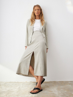 Юбка миди с разрезом (зеленый, L) Sela