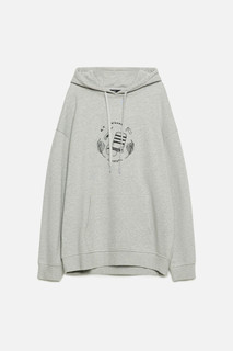 Толстовка oversize хлопковая с капюшоном и принтом Befree