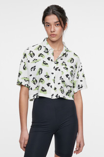 блузка женская Блузка-рубашка вискозная укороченная с принтом Befree