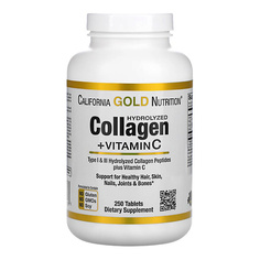 Капсула CALIFORNIA GOLD NUTRITION Пептиды гидролизованного коллагена с витамином C, тип 1 и 3 Hydrolyzed Collagen