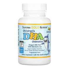 Капсула CALIFORNIA GOLD NUTRITION ДГК для детей в форме жевательных таблеток (из дикой арктической трески) со вкусом клубники и лимона