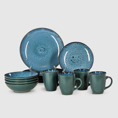 Набор столовый Meibo 16 предметов синий керамика