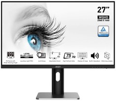 Монитор 27" MSI PRO MP273QP 9S6-3PB69H-027 16:9 WQHD, IPS Flat, 1ms(MPRT), 1000:1, 100M:1, 350nit, 178/178, 2xHDMI, DP, Tilt, Swivel, Height, Pivot, V