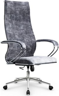 Кресло офисное Metta L 1m 42 Bravo подл.118/осн.053, велюр, светло-серое Метта