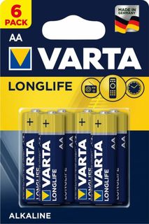 Батарейка Varta LONGLIFE LR6 AA 04106101436 BL6 Alkaline 1.5V