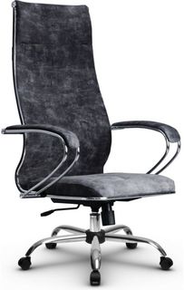 Кресло офисное Metta L 1m 42 Bravo подл.118/осн.003, велюр, тёмно-серое Метта