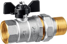 Шаровый кран американка Зубр 1/2&quot; В-Н бабочка, никелированная латунь