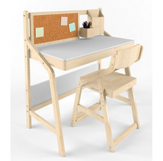 Детские столы и стулья 38 Попугаев Комплект растущий стол UNO и стул Робин Wood с аксессуарами берёза