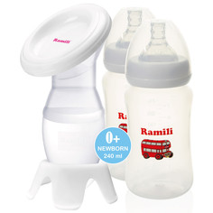 Молокоотсосы Ramili Ручной молокоотсос MC200 с противоколиковой бутылочкой 240 мл 2 шт.