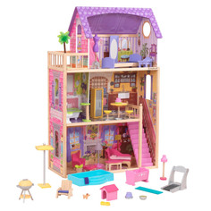 Кукольные домики и мебель KidKraft Кукольный домик Патио и бассейн с мебелью (32 предмета)