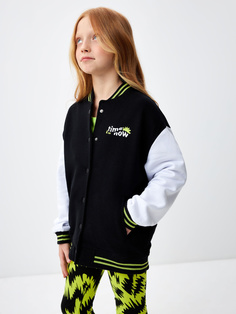 Бомбер в стиле преппи для девочек (черный, 128) Sela