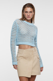 Джемпер хлопковый укороченный ажурной вязки Befree