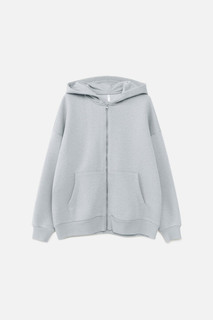 Толстовка oversize хлопковая на молнии с капюшоном Befree