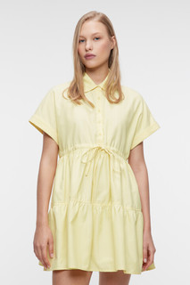 платье женское Платье-рубашка мини хлопковое с поясом в кулиске Befree
