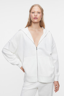 Толстовка oversize хлопковая на молнии с капюшоном Befree