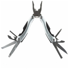 Мультитул Stinger, 104x45 мм, 15 функций, сталь/алюминий/пластик, серебристый, нейлоновый чехол