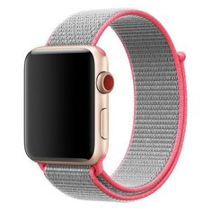 Ремешок Krutoff Nylon для Apple Watch 38/40/41mm (gray/pink) 42
