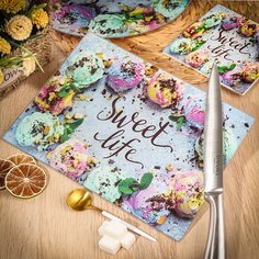 Доска разделочная стекло, 30х20 см, прямоугольная, Daniks, Sweet life