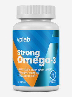 Омега 3 жирные кислоты в высокой концентрации и витамин Е, VPLAB Strong Omega-3, 60 капсул, Синий