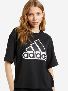 Футболка женская adidas Essentials Logo Boxy, Черный