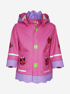 Непромокаемая куртка без подклада "Божья коровка" для девочки Playshoes, Розовый