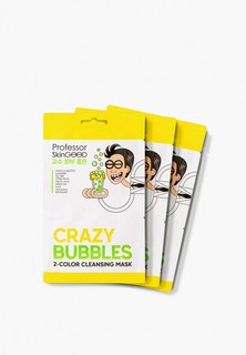 Маски для лица 3 шт. Professor SkinGood пузырьковые, Crazy bubbles 2-color cleansing mask, двухцветные, с AHA-кислотами