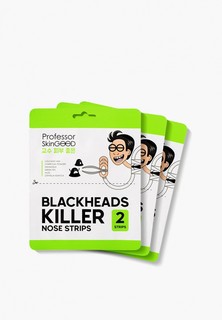 Патчи для носа Professor SkinGood очищающие, НАБОР, Blackheads killer! nose strips, от черных точек, с вулканическим пеплом, углем и алоэ, 3 упаковки х 2 шт.