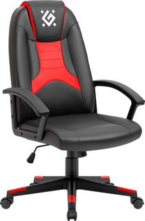 Кресло игровое Defender Shark черно-красное, полиуретан высокой плотности, газпатрон 3кл, ролики 50мм