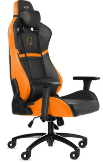 Кресло игровое WARP Gr чёрно-оранжевое (экокожа, алькантара, регулируемый угол наклона, механизм качания)