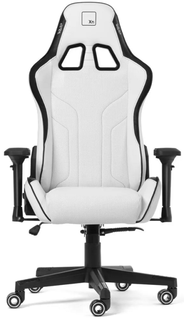 Кресло игровое WARP Xn бело-чёрное (экокожа, алькантара, регулируемый угол наклона, механизм качания)