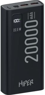 Аккумулятор внешний HIPER EP 20000 BLACK 20000mAh 3A QC PD 3xUSB черный