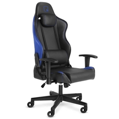 Кресло игровое WARP SG чёрно-синее (экокожа, алькантара, регулируемый угол наклона, механизм качания)