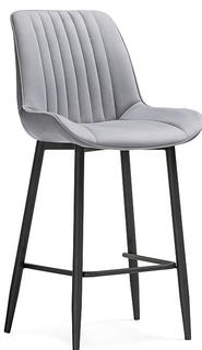 Барный стул Седа велюр светло-серый / черный Bravo