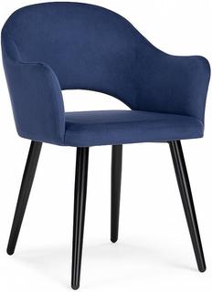 Стул Апри микровелюр темно-синий / черный глянец Bravo