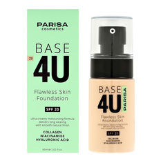 Основа тональная для лица PARISA BASE 4U FLAWLESS SKIN тон 23 средне-бежевый