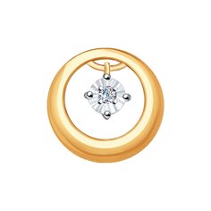 Подвеска SOKOLOV из комбинированного золота с алмазной гранью с бриллиантом