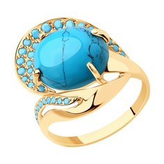 Кольцо SOKOLOV из золота с бирюзой (синт.) и голубыми поделочные