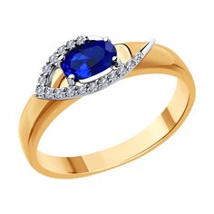 Кольцо SOKOLOV из комбинированного золота с бриллиантами и сапфиром