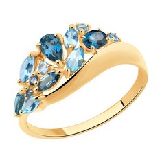 Кольцо SOKOLOV из золота с голубыми и синими топазами