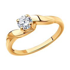 Позолоченное кольцо для помолвки с фианитом SOKOLOV