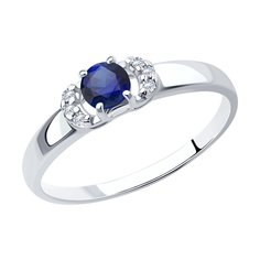 Кольцо SOKOLOV из серебра с корундом сапфировым (синт.) и фианитами
