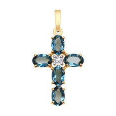 Подвеска SOKOLOV из золота с лондон топазами и фианитом