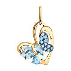 Подвеска SOKOLOV из золота с голубыми топазами и голубыми фианитами