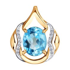 Подвеска SOKOLOV из золота с голубым топазом и фианитами
