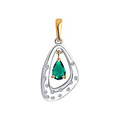 Подвеска SOKOLOV из комбинированного золота с бриллиантами и изумрудом