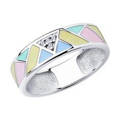 Кольцо SOKOLOV из серебра с эмалью и фианитами