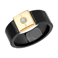 Кольцо SOKOLOV из золота с бриллиантом и керамической вставкой