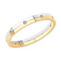 Обручальное кольцо SOKOLOV из комбинированного золота с бриллиантами, comfort fit