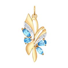 Подвеска SOKOLOV из золота с голубыми топазами и фианитами