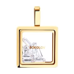 Подвеска SOKOLOV из золота с минеральным стеклом и фианитами